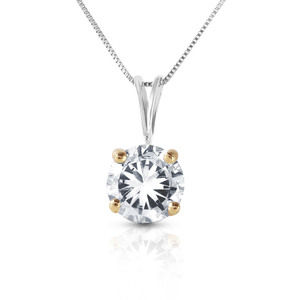 14K. SOLID GOLD NECKLACE WITH NATURAL 0.50 CT. DIAMOND (White Gold)